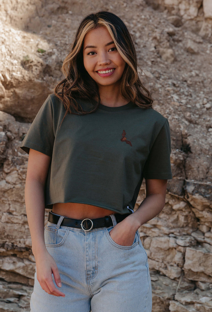 bat womens cropped t-shirt Big Wild Thought