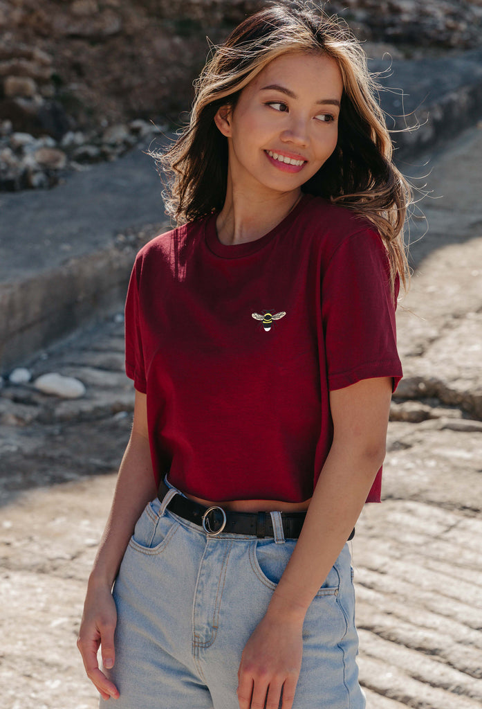 garden bumblebee womens cropped t-shirt Big Wild Thought