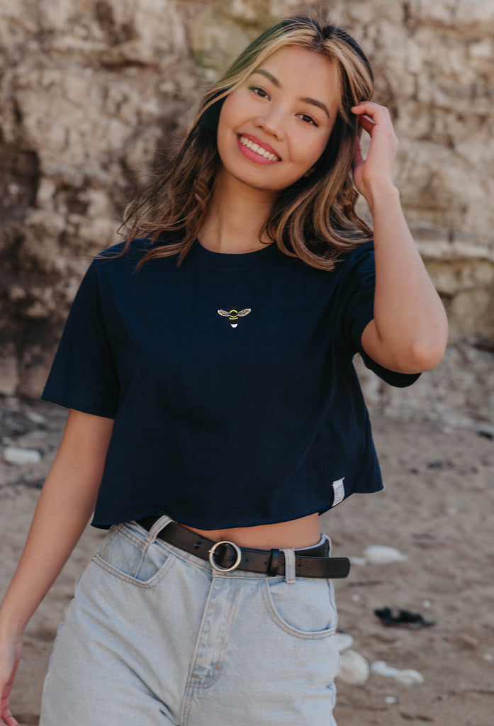 garden bumblebee womens cropped t-shirt Big Wild Thought