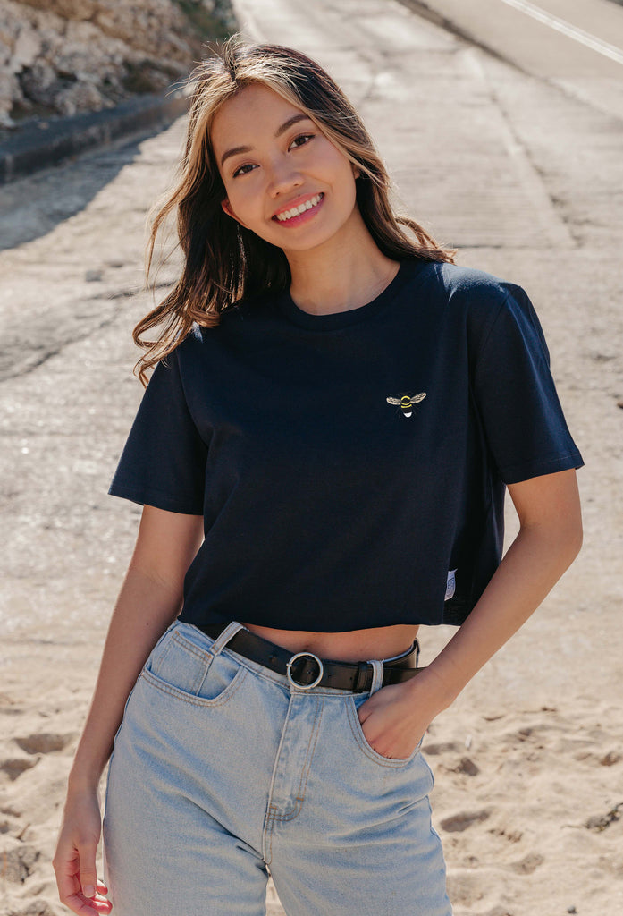 garden bumblebee womens cropped t-shirt Big Wild Thought