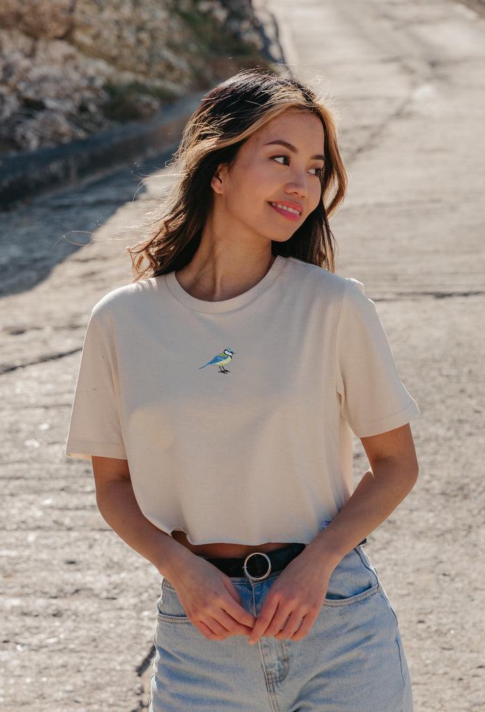 blue tit womens cropped t-shirt Big Wild Thought