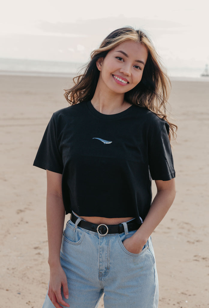 blue whale womens cropped t-shirt Big Wild Thought