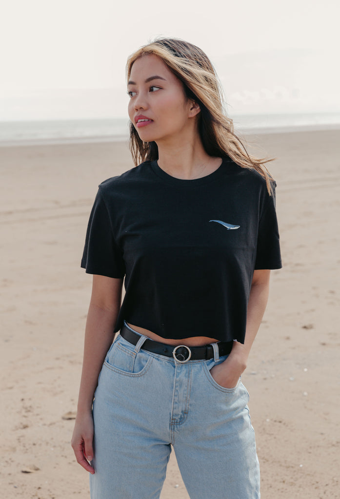 blue whale womens cropped t-shirt Big Wild Thought