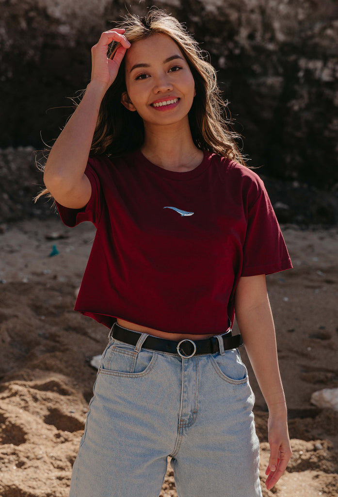 blue whale womens cropped t-shirt Big Wild Thought