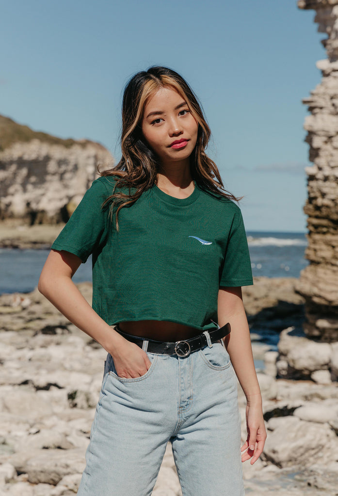 blue whale womens cropped t-shirt Big Wild Thought