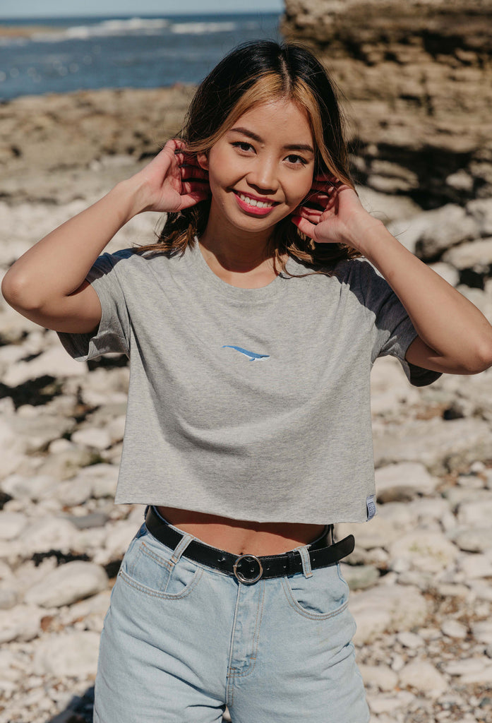 blue whale womens cropped t-shirt Big Wild Thought