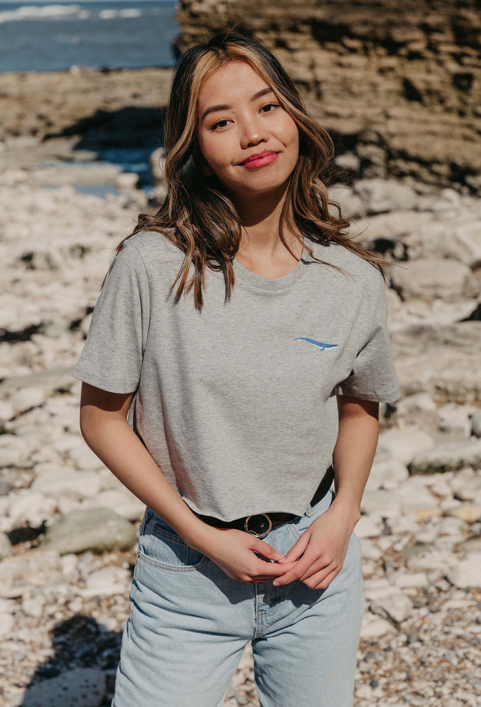 blue whale womens cropped t-shirt Big Wild Thought