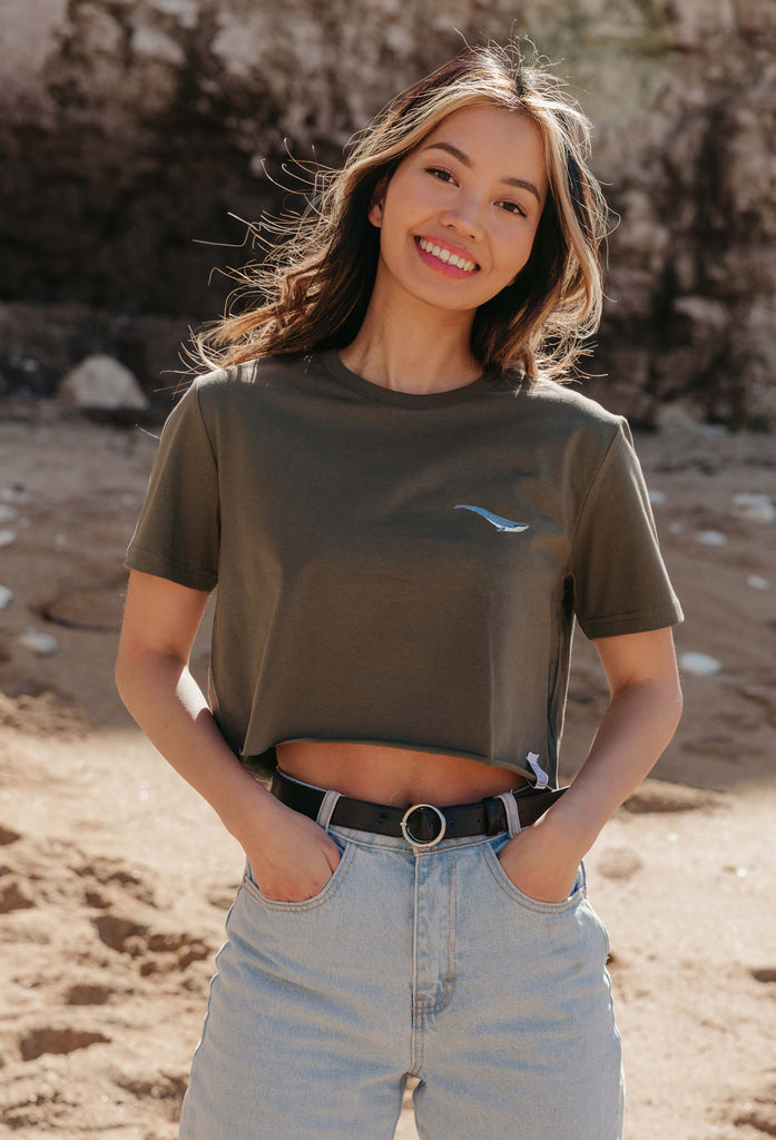 blue whale womens cropped t-shirt Big Wild Thought