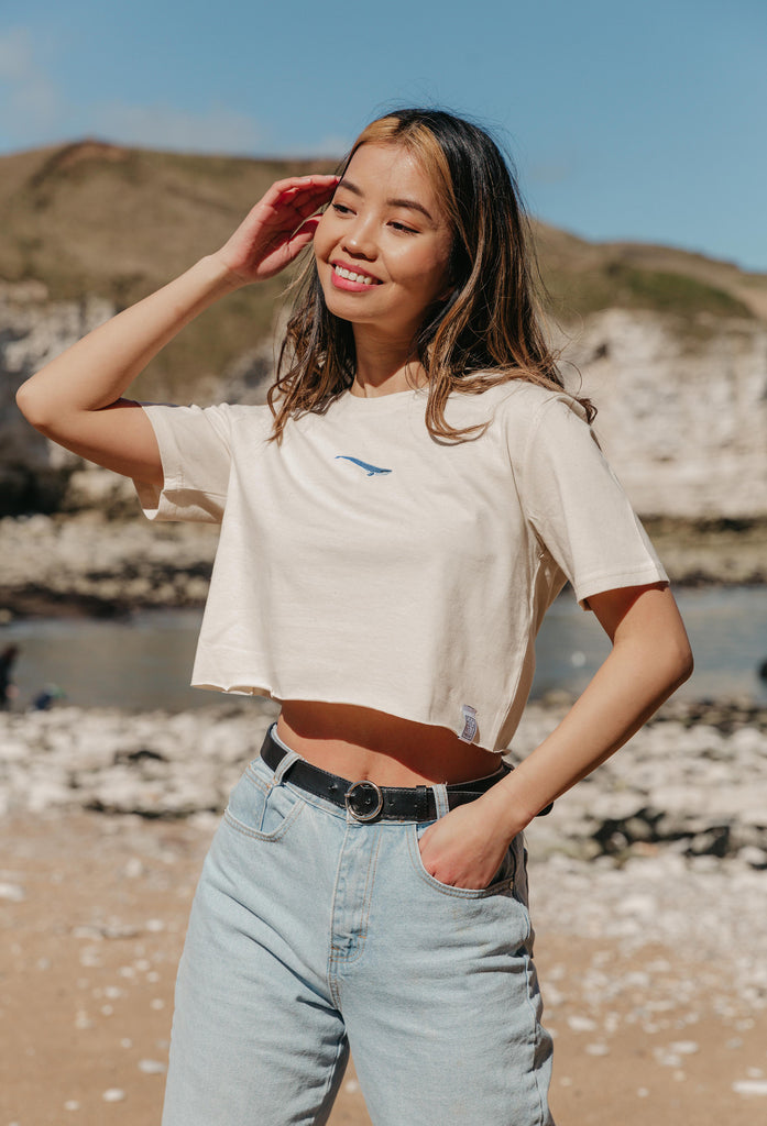 blue whale womens cropped t-shirt Big Wild Thought