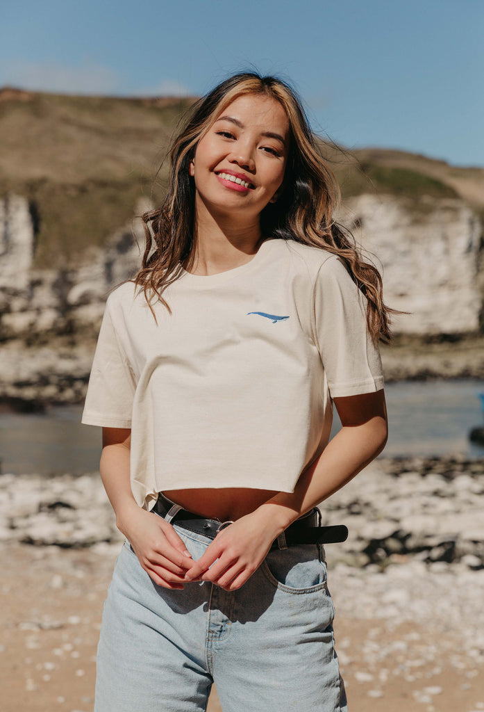 blue whale womens cropped t-shirt Big Wild Thought