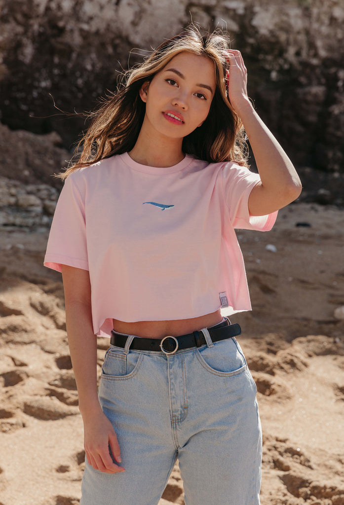 blue whale womens cropped t-shirt Big Wild Thought