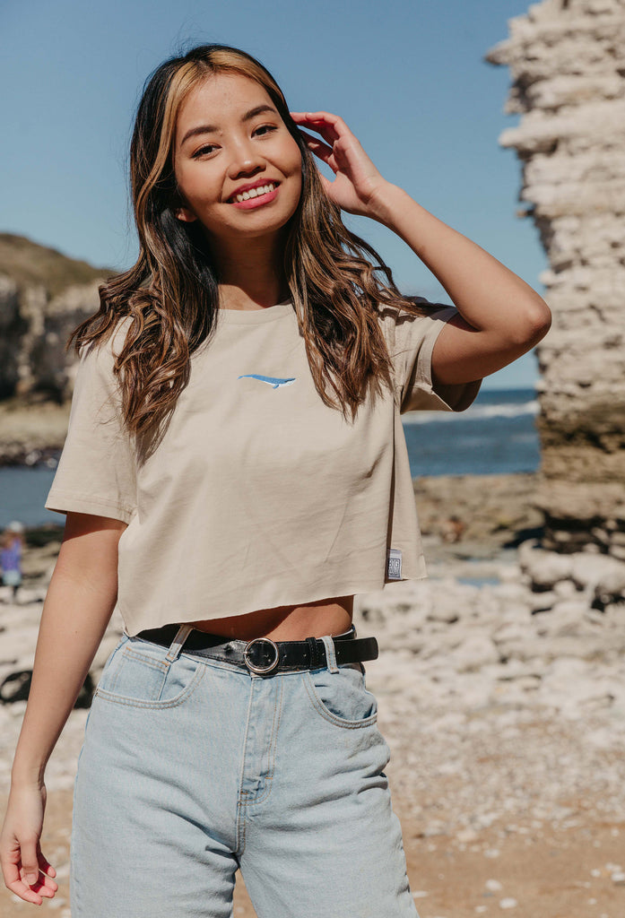 blue whale womens cropped t-shirt Big Wild Thought