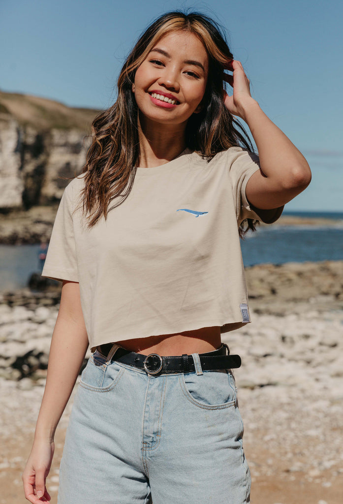 blue whale womens cropped t-shirt Big Wild Thought