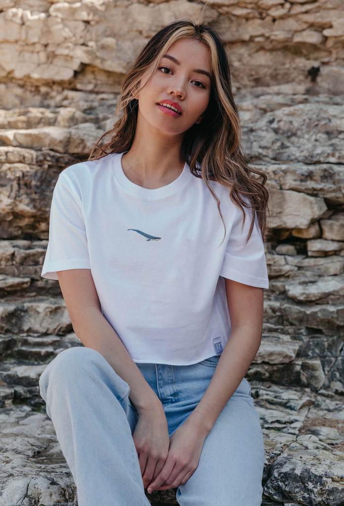blue whale womens cropped t-shirt Big Wild Thought