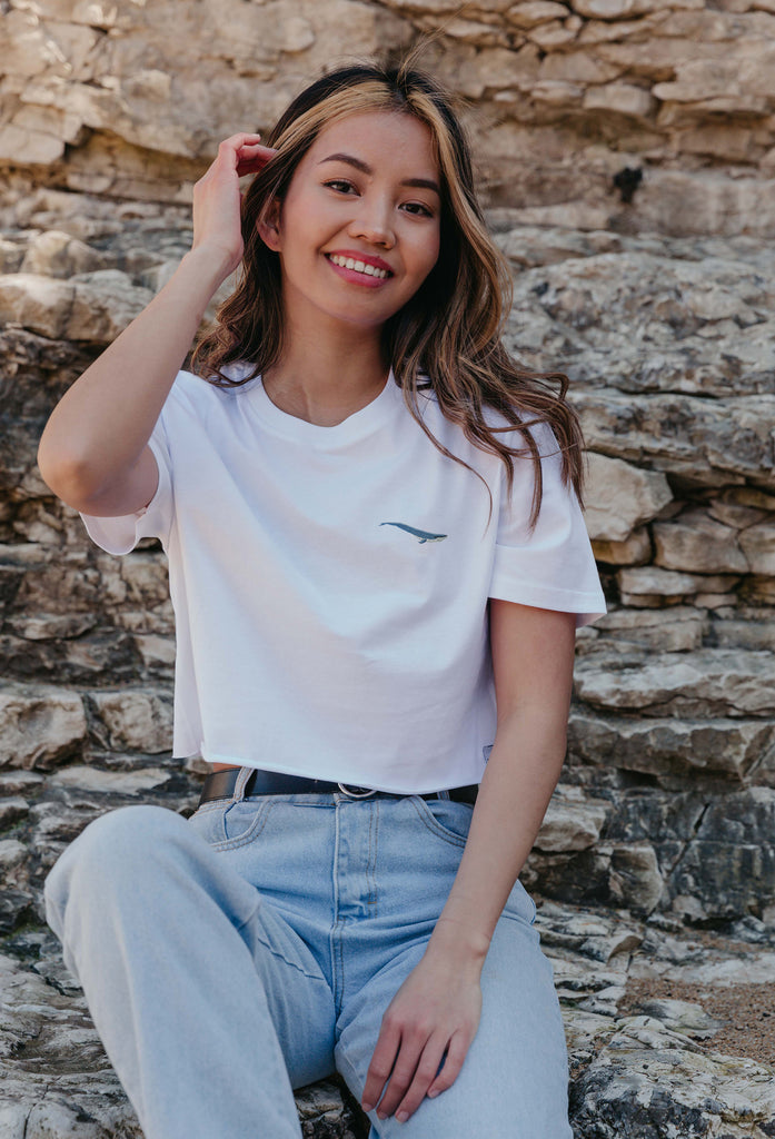 blue whale womens cropped t-shirt Big Wild Thought