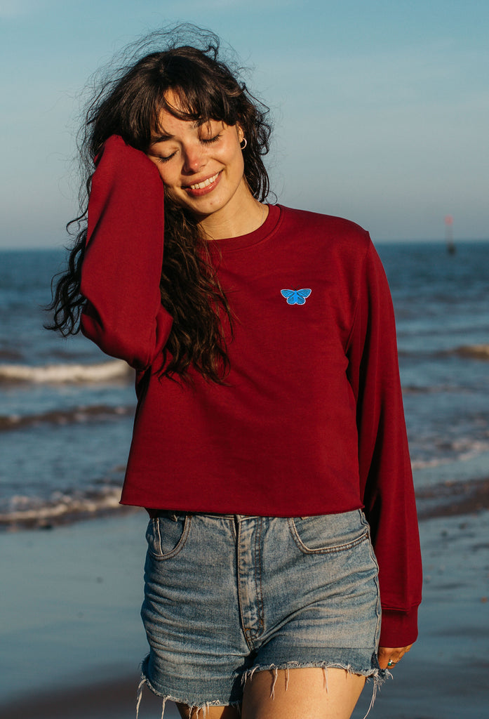 butterfly womens cropped sweatshirt Big Wild Thought