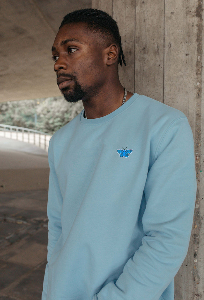 Butterfly Embroidered Organic Sustainable Sweatshirt Jumper Big Wild Thought