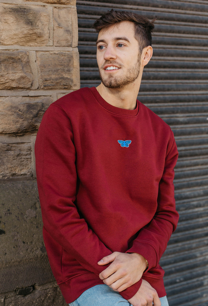 Butterfly Embroidered Organic Sustainable Sweatshirt Jumper Big Wild Thought
