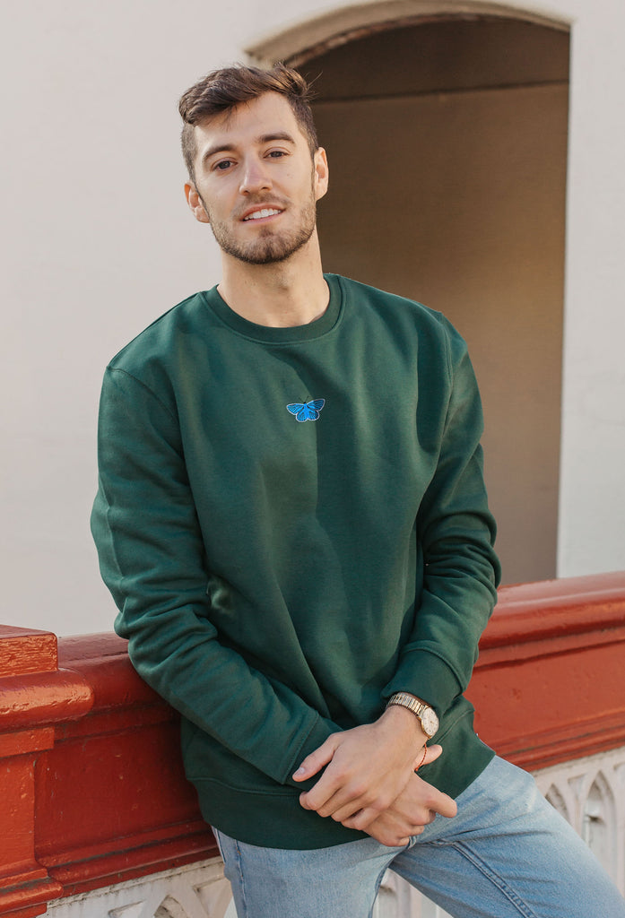 Butterfly Embroidered Organic Sustainable Sweatshirt Jumper Big Wild Thought