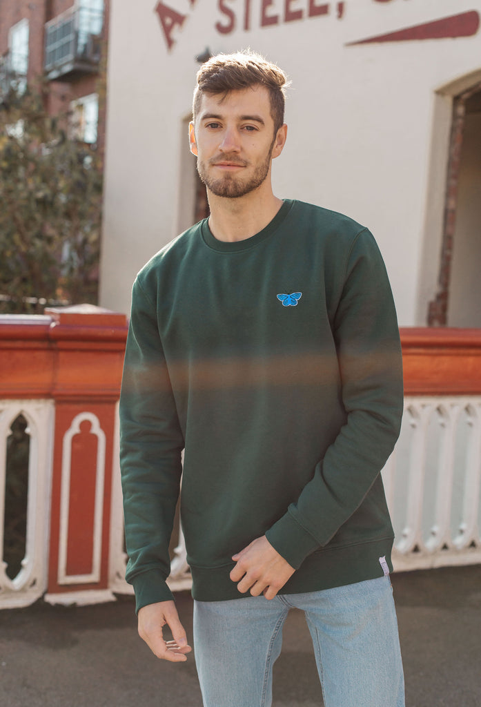 Butterfly Embroidered Organic Sustainable Sweatshirt Jumper Big Wild Thought