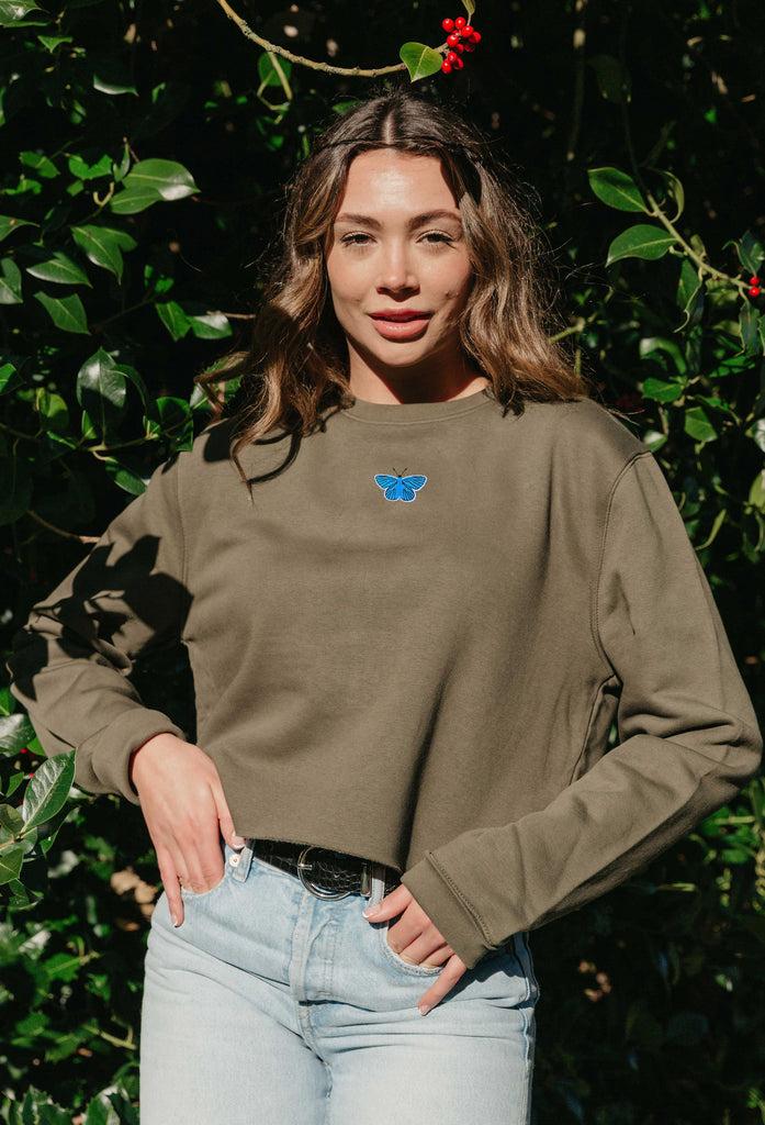 butterfly womens cropped sweatshirt Big Wild Thought