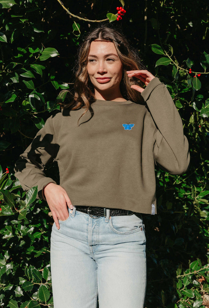 butterfly womens cropped sweatshirt Big Wild Thought