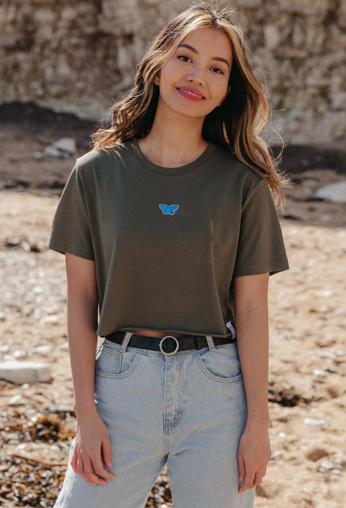 butterfly womens cropped t-shirt Big Wild Thought