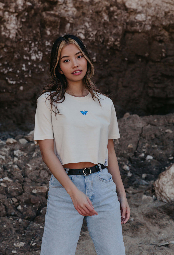 butterfly womens cropped t-shirt Big Wild Thought