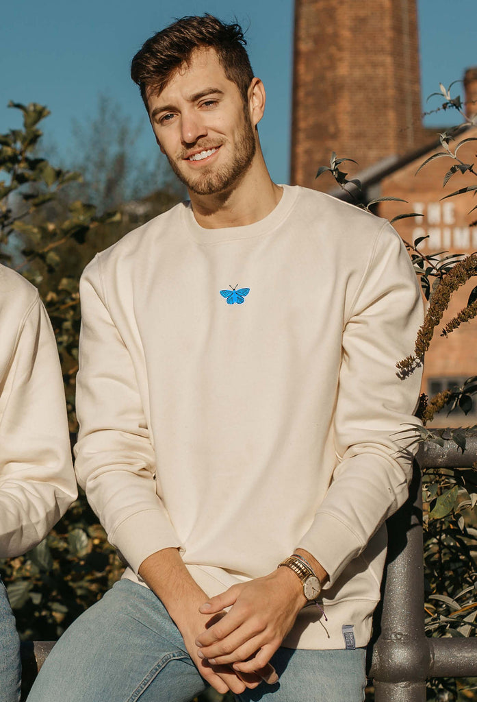 Butterfly Embroidered Organic Sustainable Sweatshirt Jumper Big Wild Thought