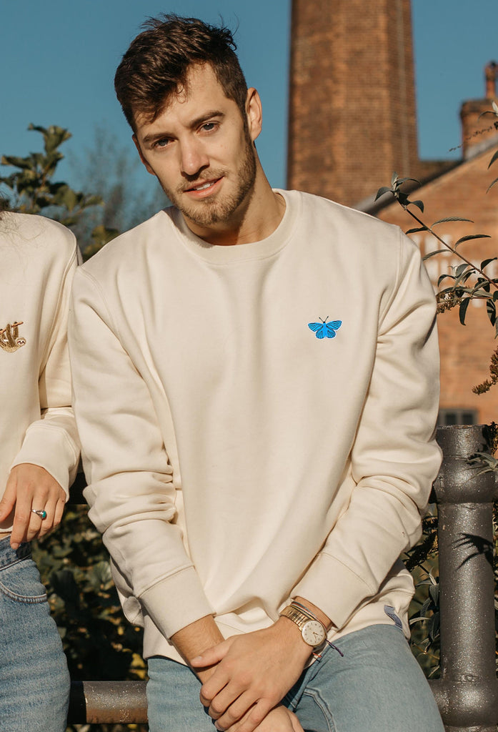 Butterfly Embroidered Organic Sustainable Sweatshirt Jumper Big Wild Thought