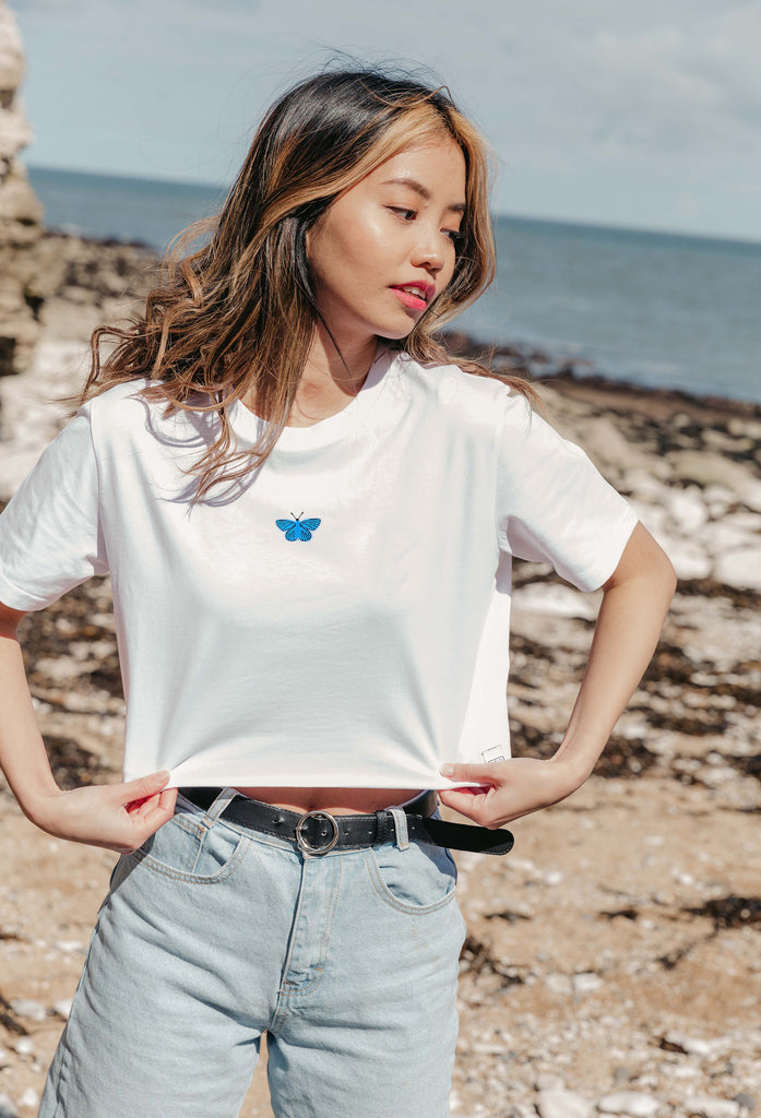 butterfly womens cropped t-shirt Big Wild Thought