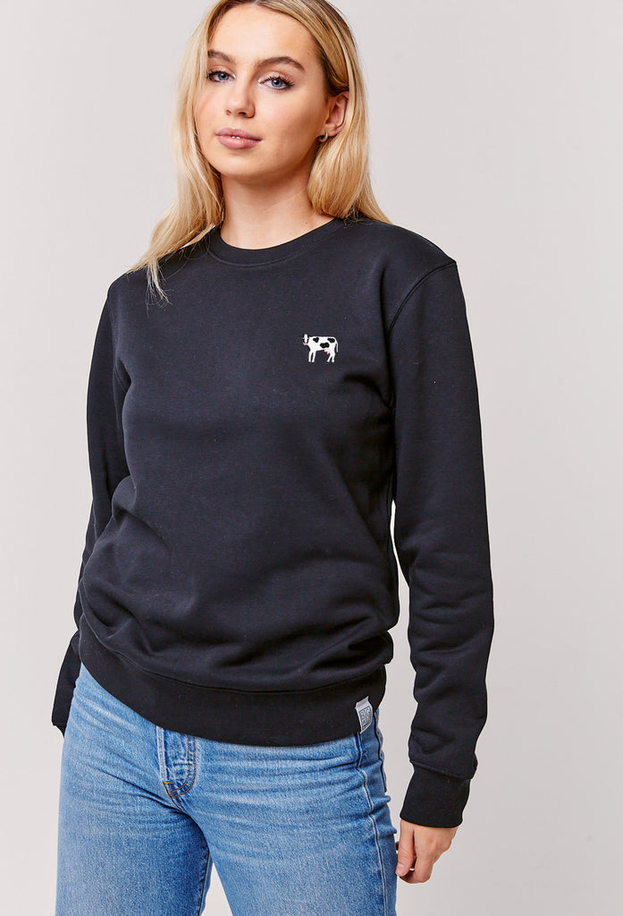 Cow Embroidered Organic Sustainable Sweatshirt Jumper Big Wild Thought