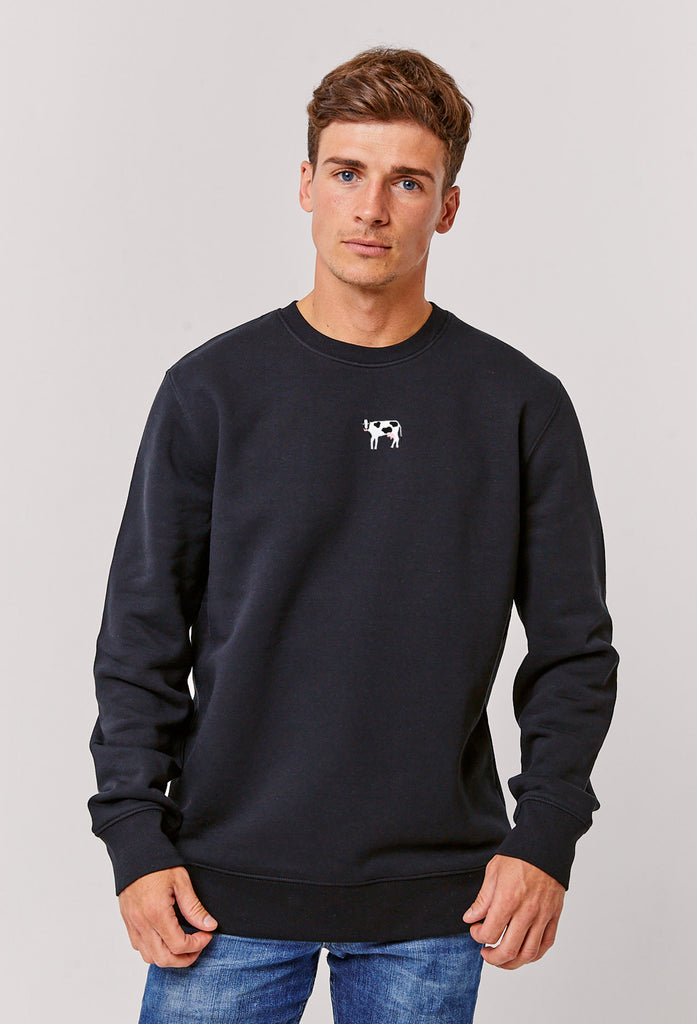 Cow Embroidered Organic Sustainable Sweatshirt Jumper Big Wild Thought
