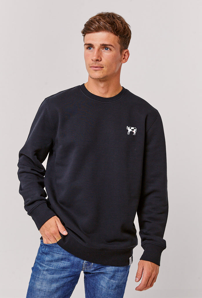 Cow Embroidered Organic Sustainable Sweatshirt Jumper Big Wild Thought