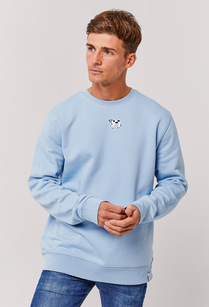 Cow Embroidered Organic Sustainable Sweatshirt Jumper Big Wild Thought
