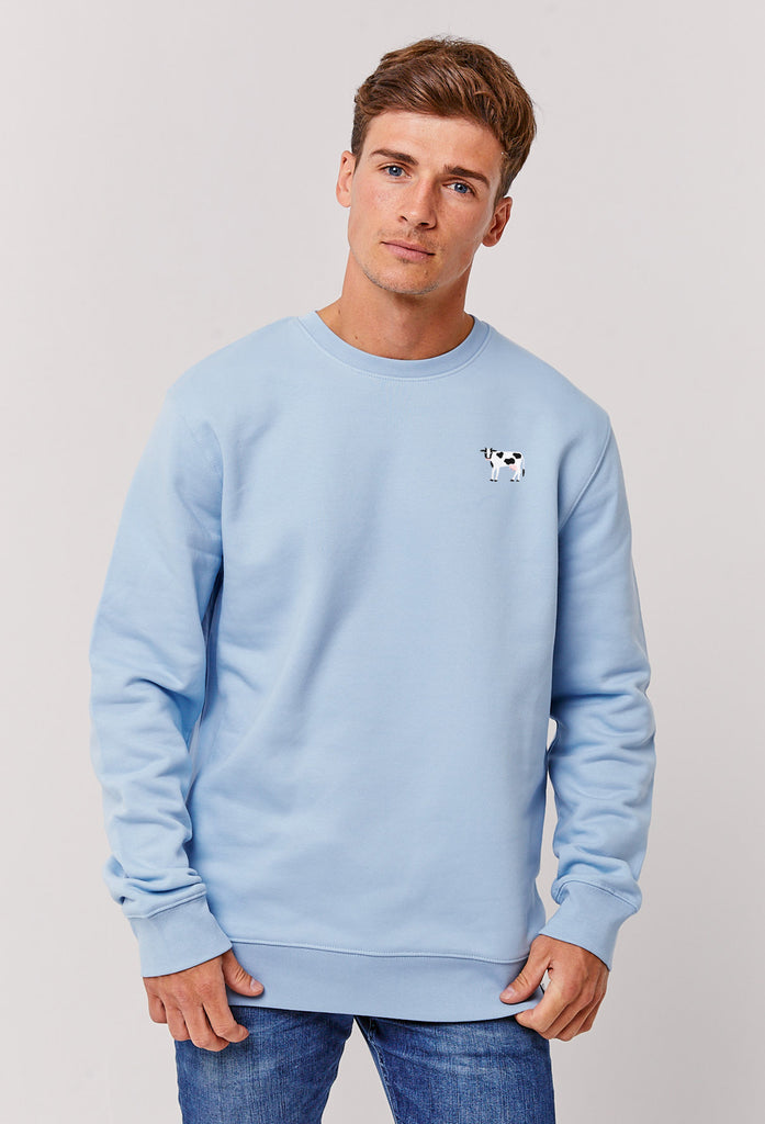 Cow Embroidered Organic Sustainable Sweatshirt Jumper Big Wild Thought