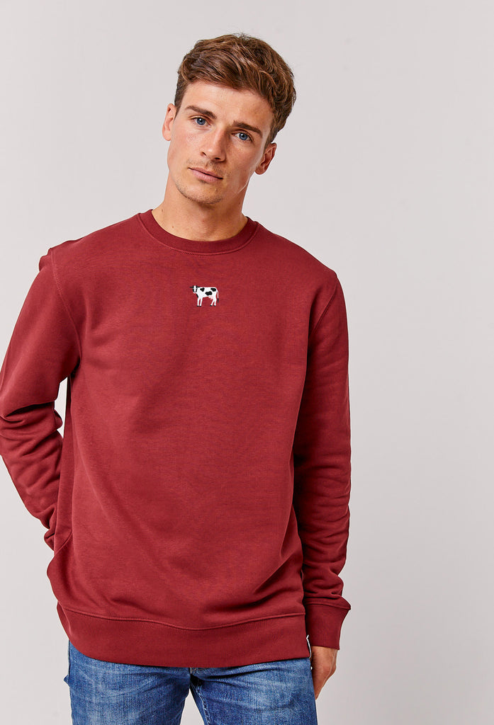 Cow Embroidered Organic Sustainable Sweatshirt Jumper Big Wild Thought