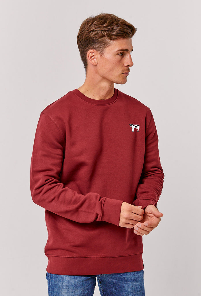 Cow Embroidered Organic Sustainable Sweatshirt Jumper Big Wild Thought
