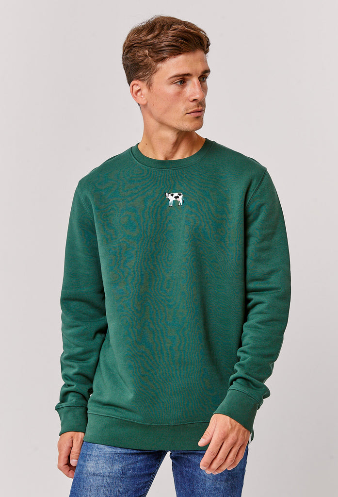 Cow Embroidered Organic Sustainable Sweatshirt Jumper Big Wild Thought