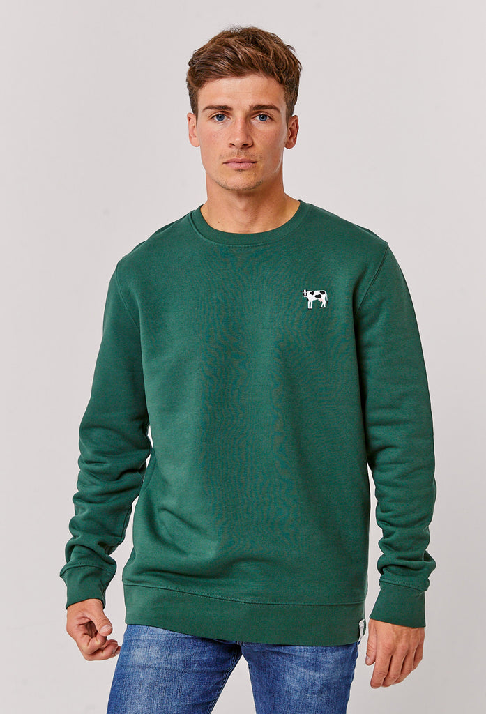 Cow Embroidered Organic Sustainable Sweatshirt Jumper Big Wild Thought