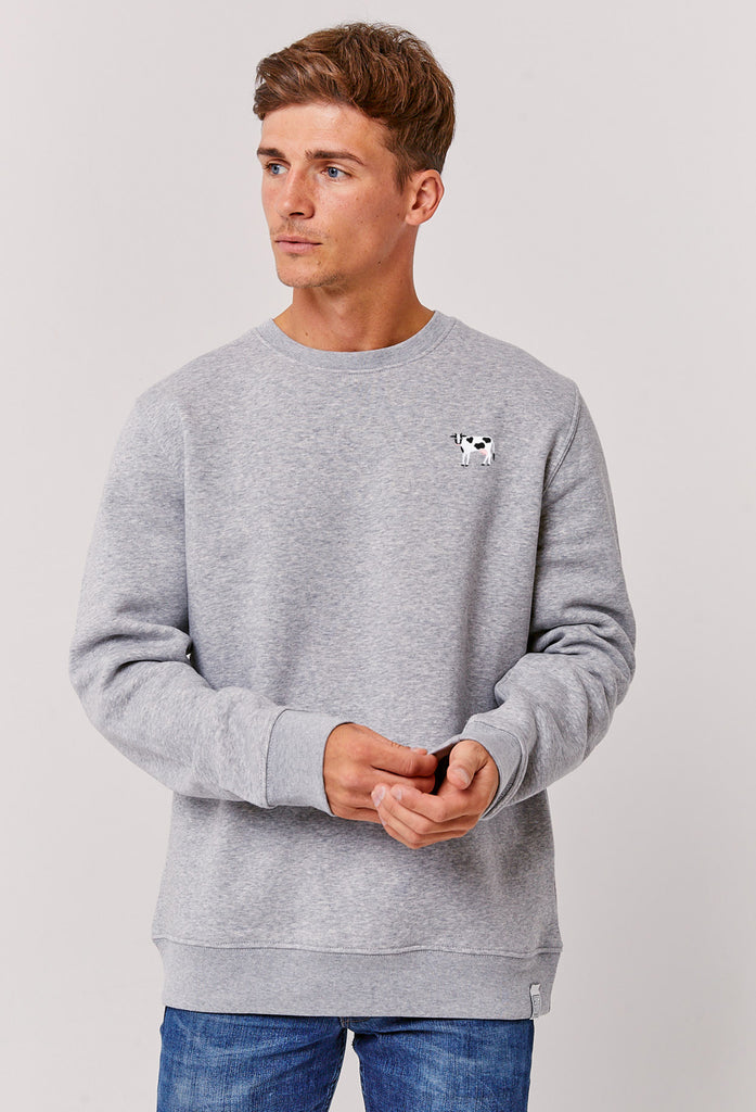 Cow Embroidered Organic Sustainable Sweatshirt Jumper Big Wild Thought