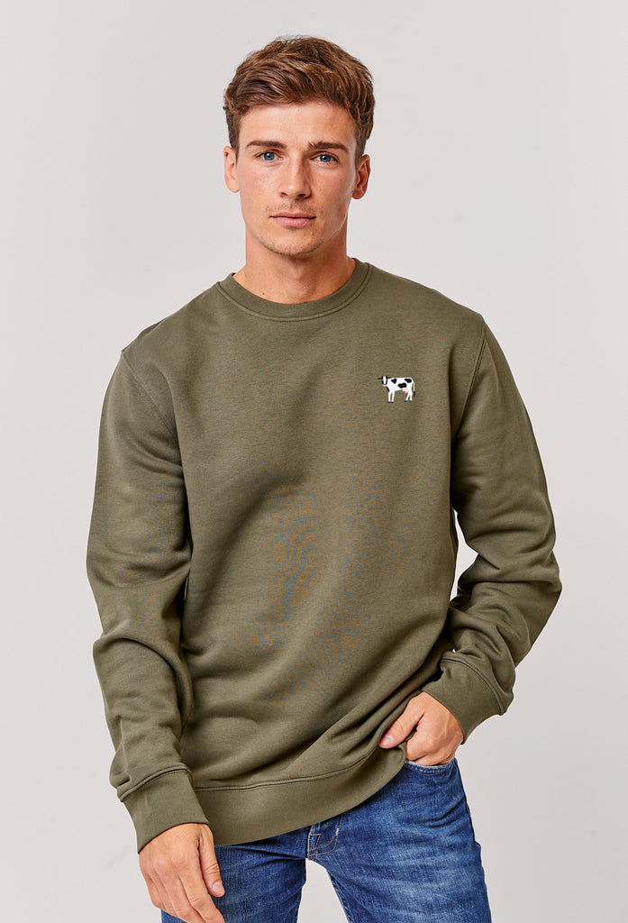 Cow Embroidered Organic Sustainable Sweatshirt Jumper Big Wild Thought