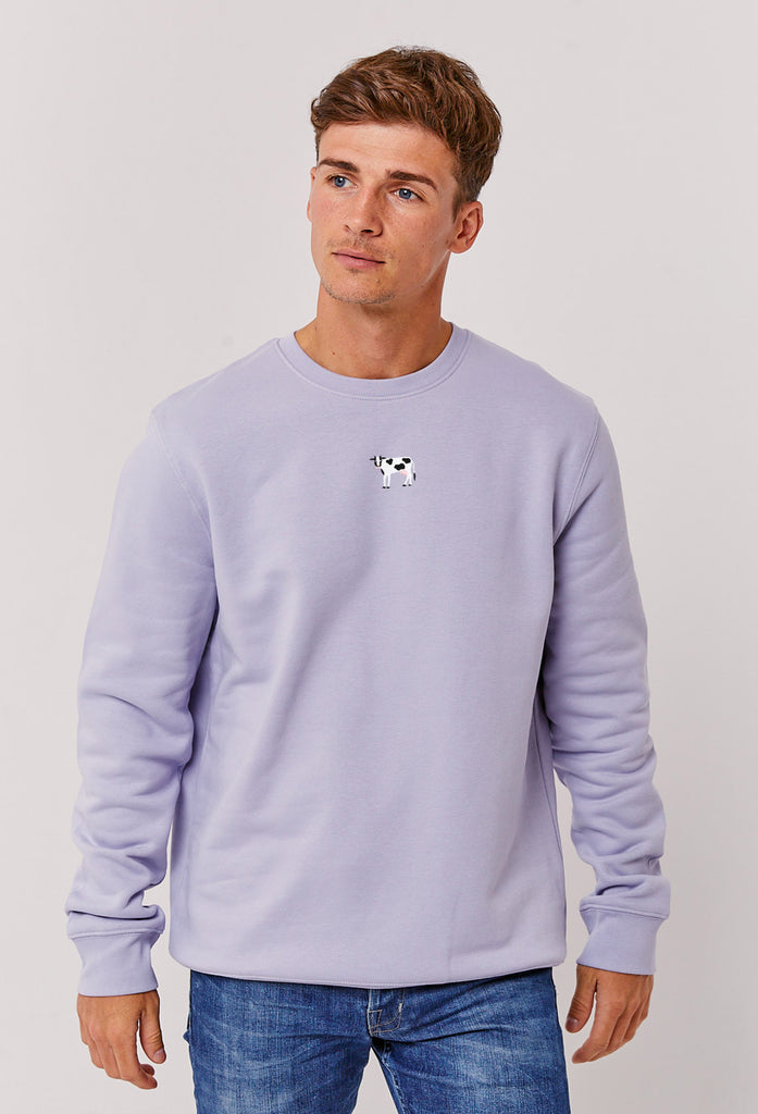 Cow Embroidered Organic Sustainable Sweatshirt Jumper Big Wild Thought
