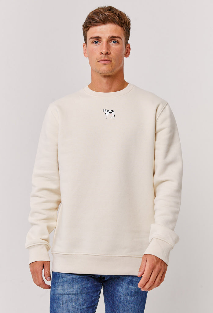 Cow Embroidered Organic Sustainable Sweatshirt Jumper Big Wild Thought
