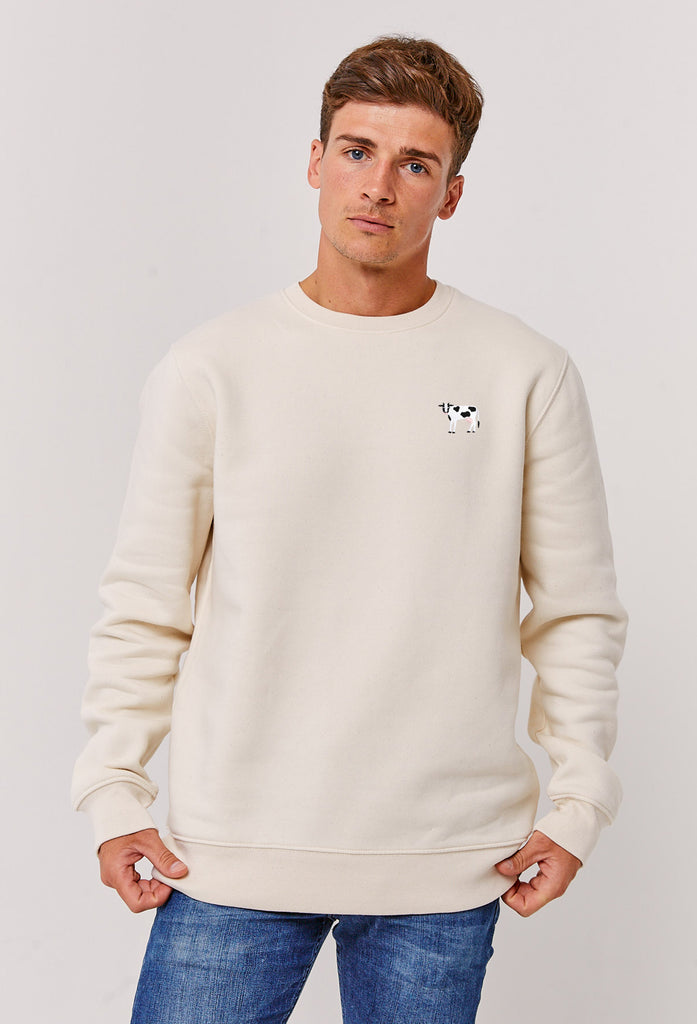 Cow Embroidered Organic Sustainable Sweatshirt Jumper Big Wild Thought