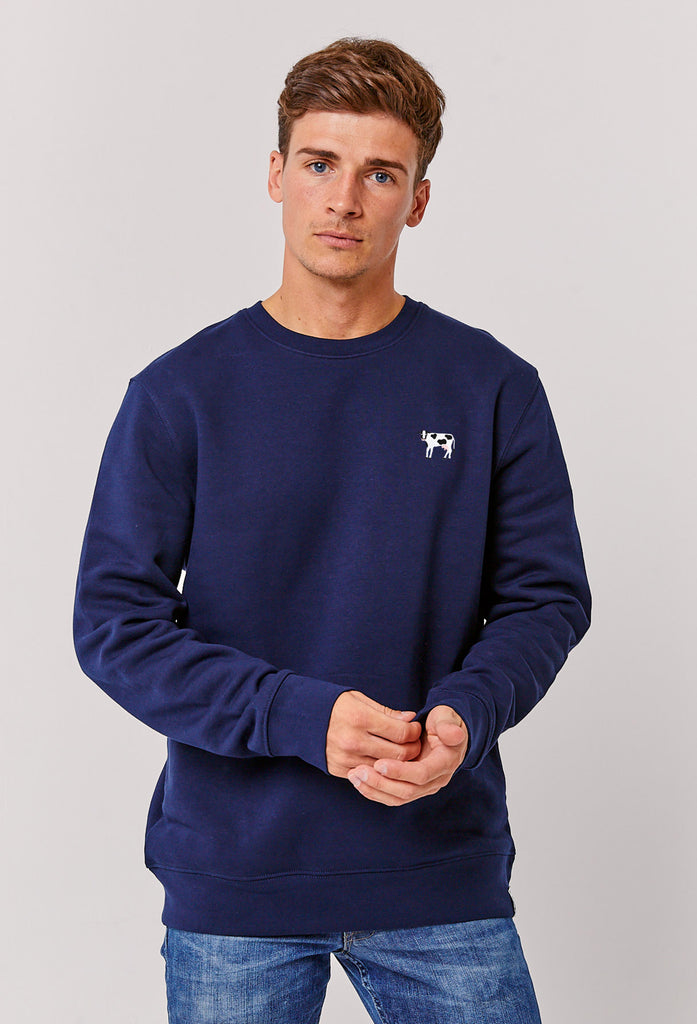 Cow Embroidered Organic Sustainable Sweatshirt Jumper Big Wild Thought