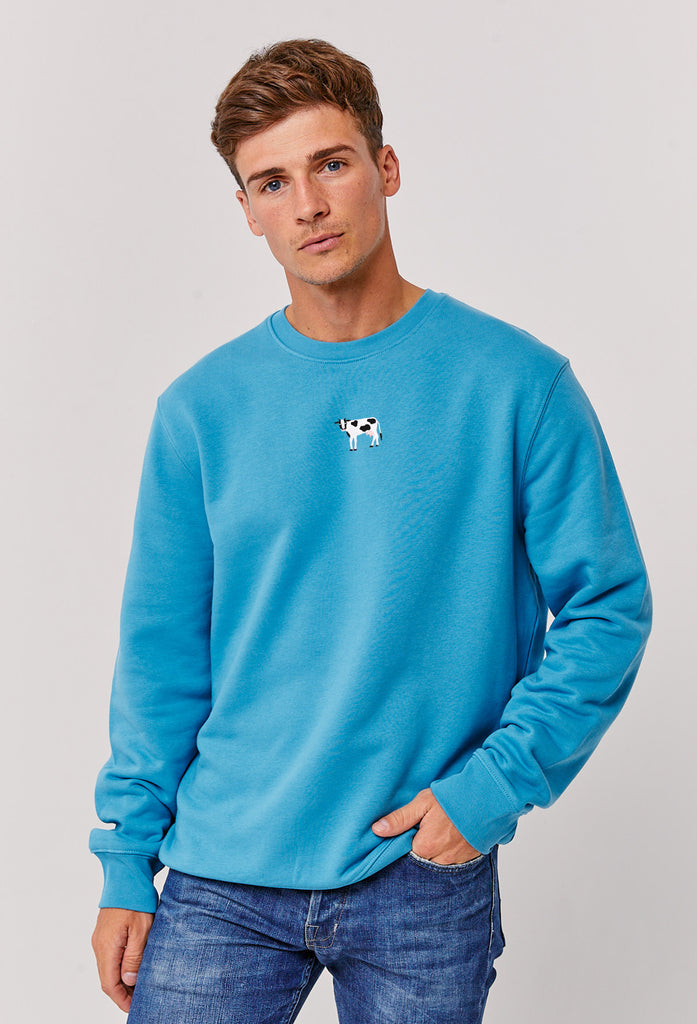 Cow Embroidered Organic Sustainable Sweatshirt Jumper Big Wild Thought