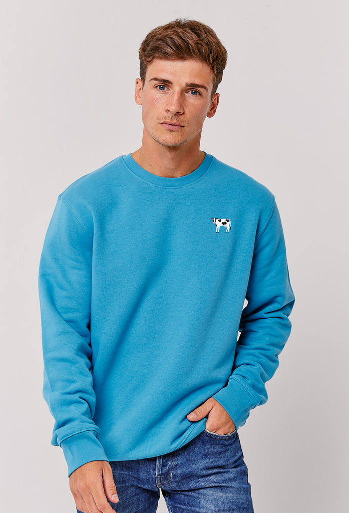 Cow Embroidered Organic Sustainable Sweatshirt Jumper Big Wild Thought