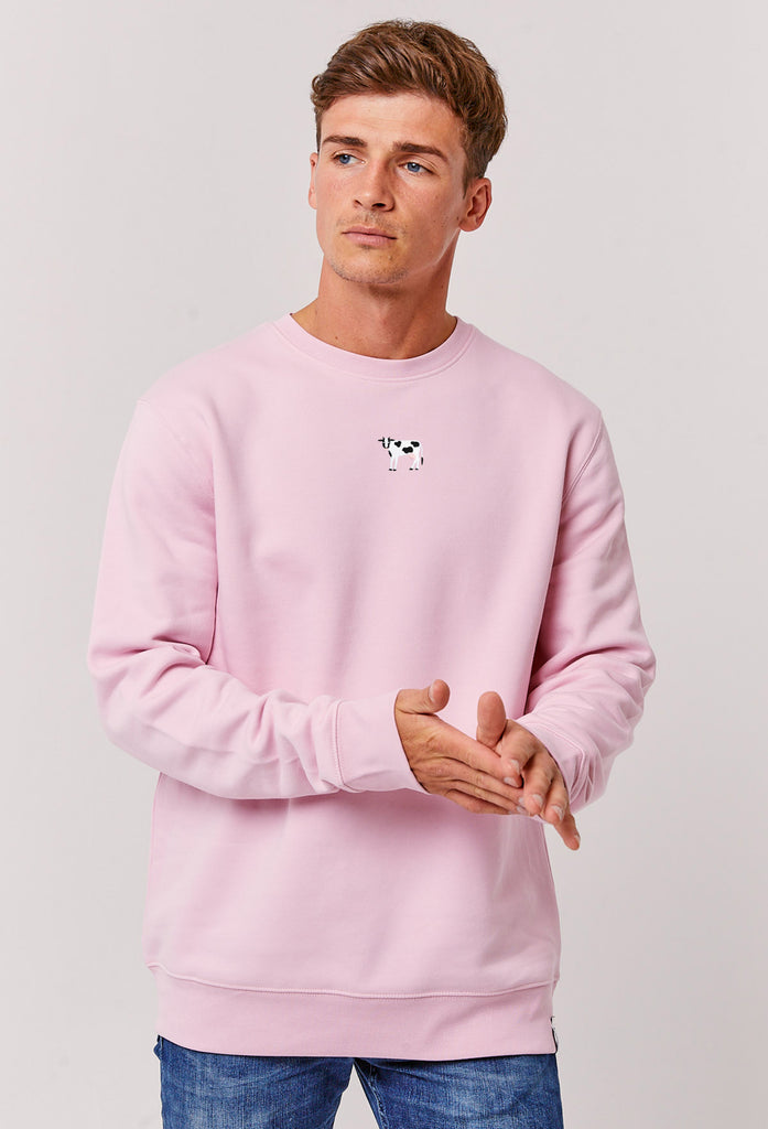 Cow Embroidered Organic Sustainable Sweatshirt Jumper Big Wild Thought