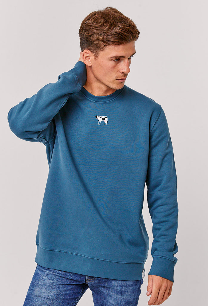 Cow Embroidered Organic Sustainable Sweatshirt Jumper Big Wild Thought